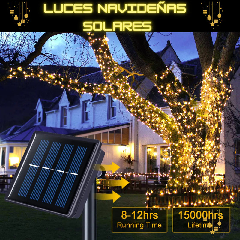 LUCES NAVIDEÑAS CON PANEL SOLAR