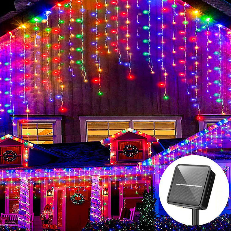 LUCES CASCADAS NAVIDEÑAS CON PANEL SOLAR